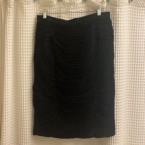 Authentic Burberry London Navy Ruched Chiffon Pencil Skirt Sz 12